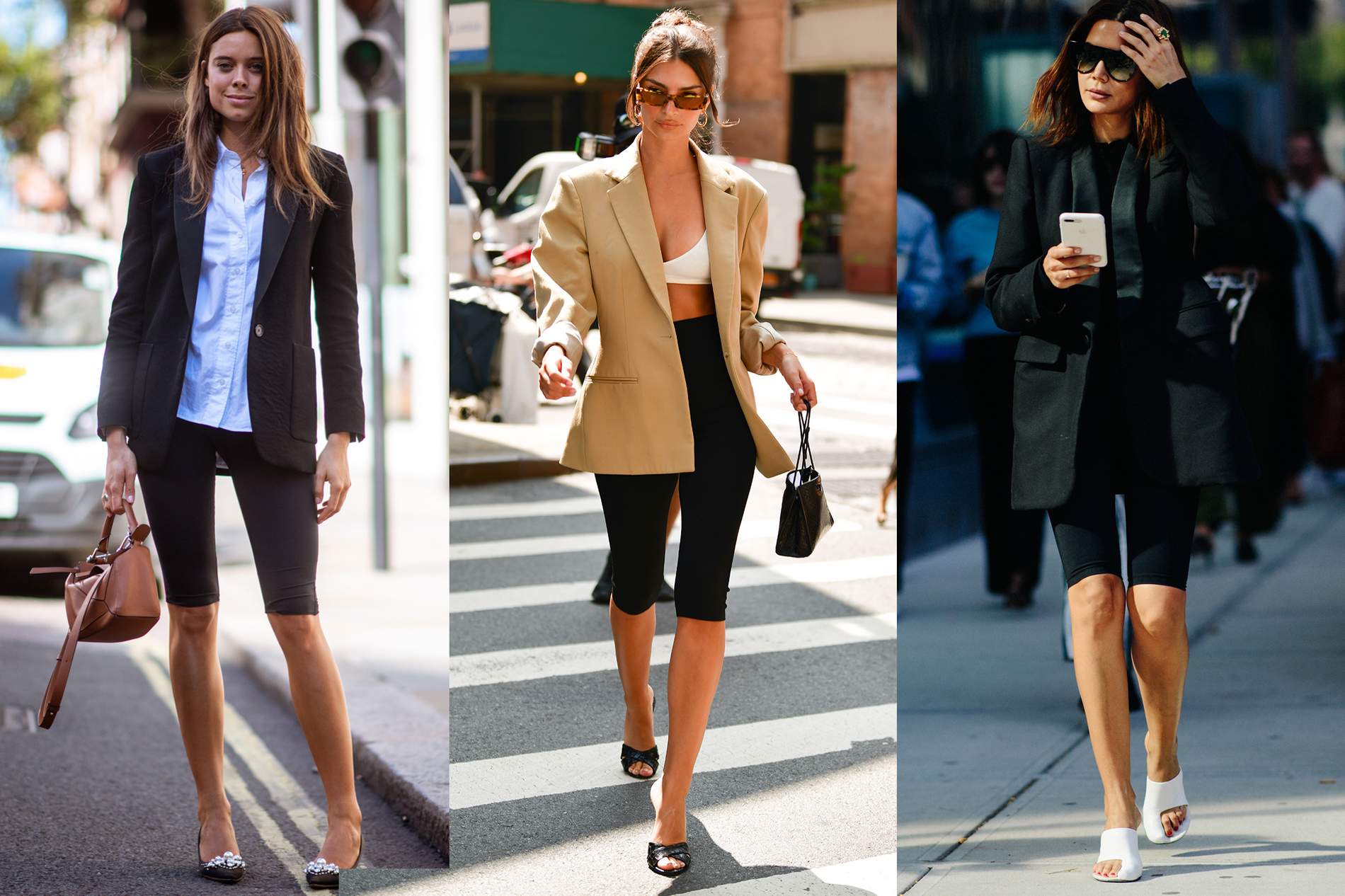 bad fashion trends - Bike shorts with heels and a blazer