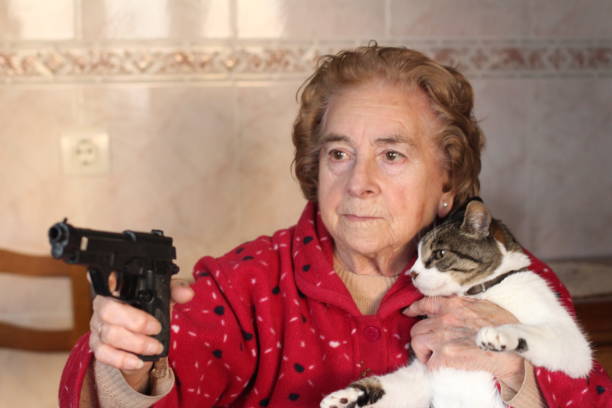 small town scandals - stock photo cat lady