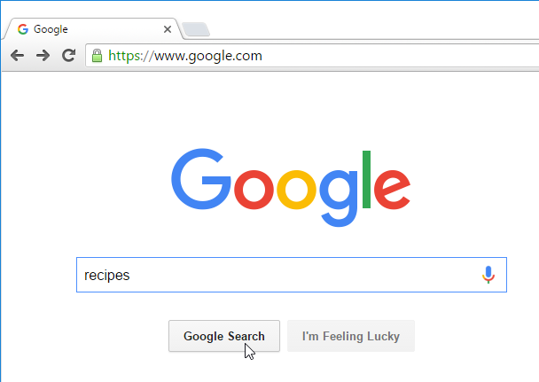 lack of computer skills  - use a search engine - G Google C Google recipes Google Search ho I'm Feeling Lucky