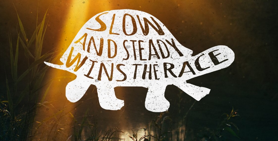 famous sayings - Slow and steady wins the race. Slow and steady will finish, but not win