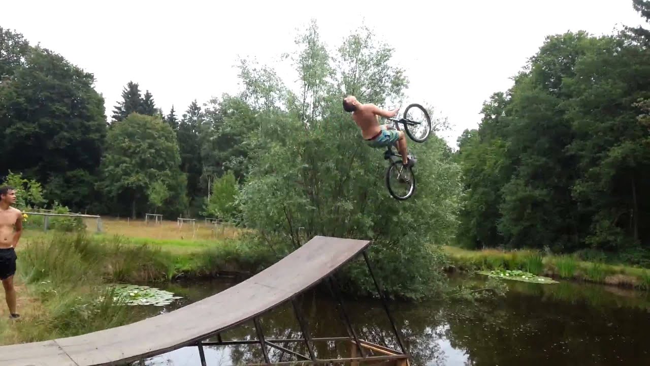 heart-stopping moments -  Put a ramp up on the side of a shallow pond. Raced my BMX bike up and hit the ramp. Flipped over and landed on my back in the water. Was immediately sucked into the sludge on the bottom about two feet down — just far enough to n