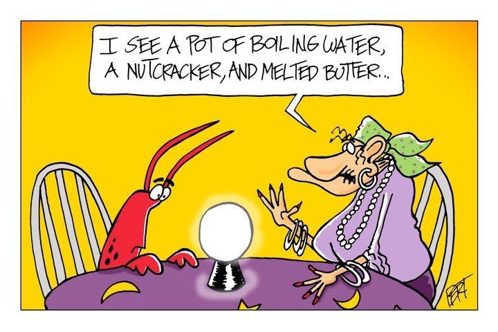 doomsday signs - cartoon - I See A Pot Of Boiling Water, A Nutcracker, And Melted Butter...