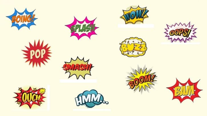 Fun Words to Say - onamonapias examples - Oing Wotek Plas Oops! Pop Smash Boom Bam 3 Quch Hmm..
