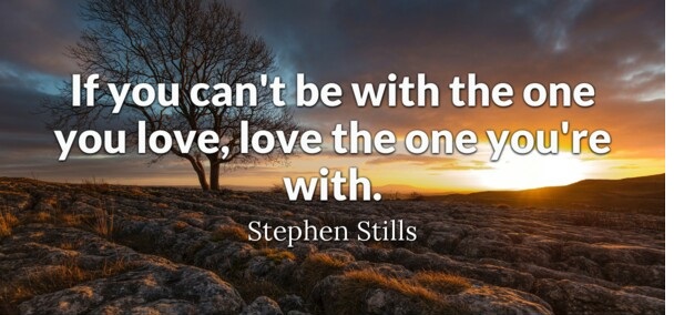 advice for younger self - nature - If you can't be with the one you love, love the one you're with. Stephen Stills