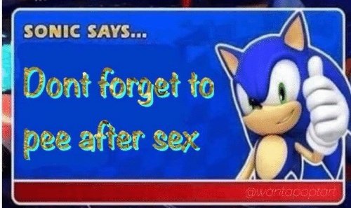 advice for younger self - sonic says punch an orphan - Sonic Says... Dont forget to pee after sex
