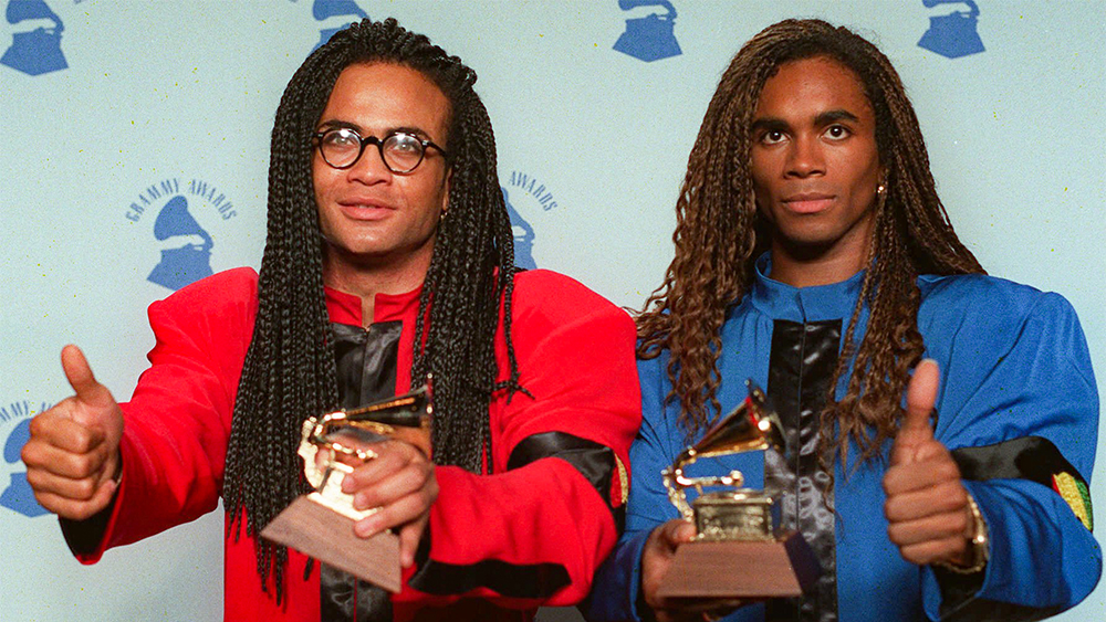 Milli Vanilli. The producer behind them is the one who should have got all the sh*t, it was all his idea.