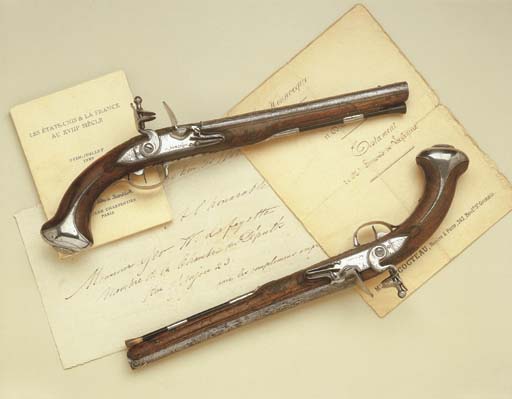 Revolutionary War Facts - Lafayette, the French officer who aided the U.S. Revolutionary War, gifted a pair of pistols to Washington in 1778. Eventually, they came into Andrew Jackson's possession, and Lafayette identified them while visiting Jackson in 1