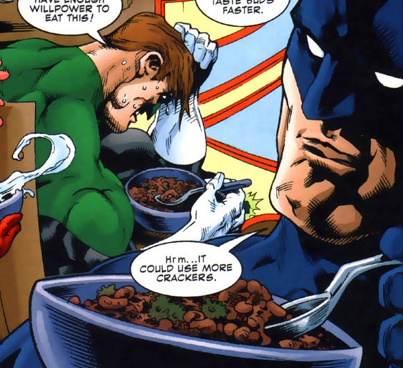 Batman History - green arrow chili - Willpower To Eat This! 4771 He Faster. Hrm...It Could Use More Crackers.