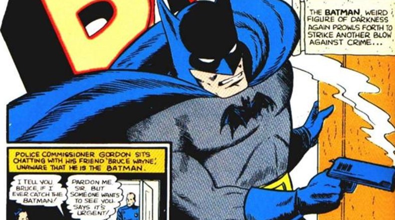 Batman History - batman using guns - Police Commissioner Gordon Sits Chatting With His Friend Bruce Wayne Unaware That He Is The Batman. I Tell You Bruce, If I Ever Catch The Batman Pardon Me Sir, But Some One Wants To See You. Says It'S Urgent The Batman