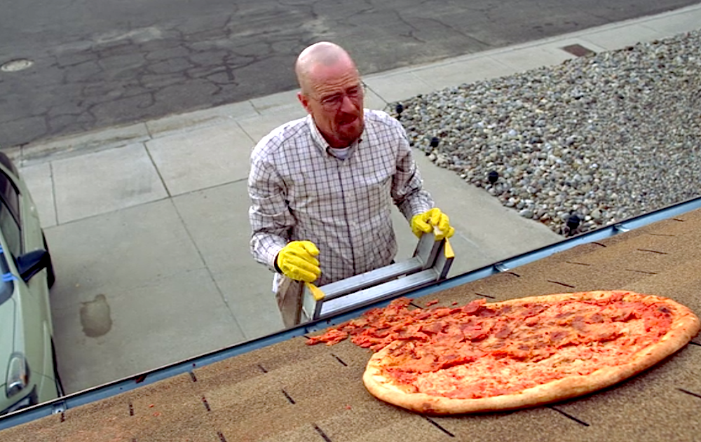 breaking bad facts - In the episode of Breaking Bad where Walt throws a whole pizza onto the roof of his house in anger, the pizza was real and Bryan Cranston nailed it in one take.-u/Dan_Gleeballz