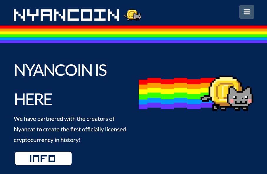 Crypto facts - The internet’s first “officially licensed” cryptocurrency is Nyancoin which is based on Nyan Cat meme.-u/qasqaldag