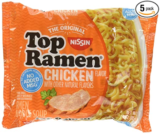 Things a dollar can buy - top ramen - The Original Nissin Top Ramen Chicken Msg With Other Natural Flavors 202232 Artificial Orshall Anf Naturally Glutamates Flavors Chicken Intrendinteres Men Modus Soup Having Passad Adde M56 Met Wat 2 850 5 pack