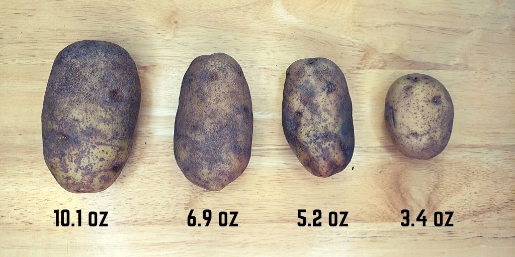 Things a dollar can buy - much does a potato weigh - 10.1 oz 6.9 Oz 5.2 Oz 3.4 Oz