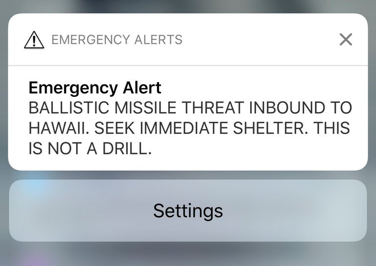 staged world events - hawaii nuclear alert - Emergency Alerts X Emergency Alert Ballistic Missile Threat Inbound To Hawaii. Seek Immediate Shelter. This Is Not A Drill. Settings