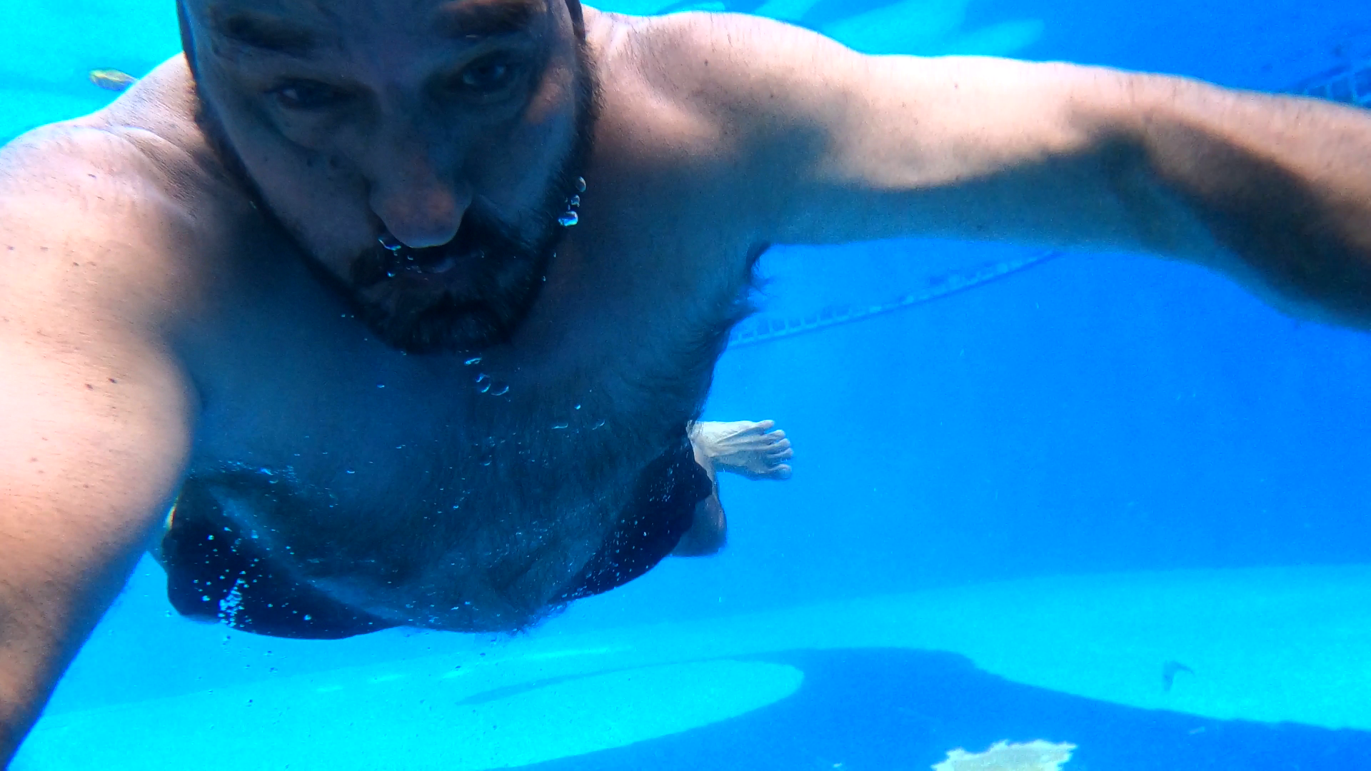 My best Nirvana cover impression.  This was in a pool (duh) in Palenque, Mexico.  Trying not to drown. 
 See the video on my YouTube channel @DougPVlogs