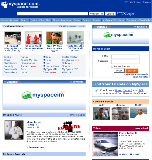 myspace samy worm - myspace.com Privacy Help Sign Up 'a place for friends Search And MySpace out Google Home Browse Search | Invite | Film Mail Blogs | Favorites | Forum | Groups | Events | MySpace Tv | Music Comedy Classifieds Cool New Videos 75,195 uplo