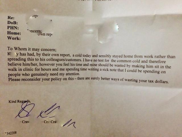 This guy's friend is a doctor, and he writes him a day off excuses.