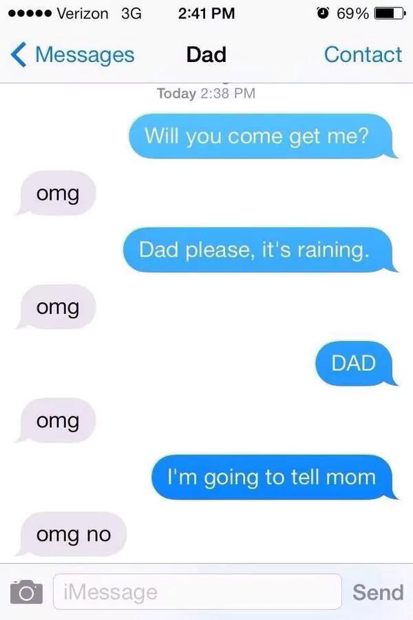 A dad who literally texts like every millennial I know, lol omg