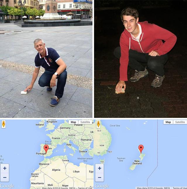 This person and his Dad  Created A "World Sandwich" From Cordoba, Spain To The Exact Opposite Side Of The World In Hamilton, New Zealand