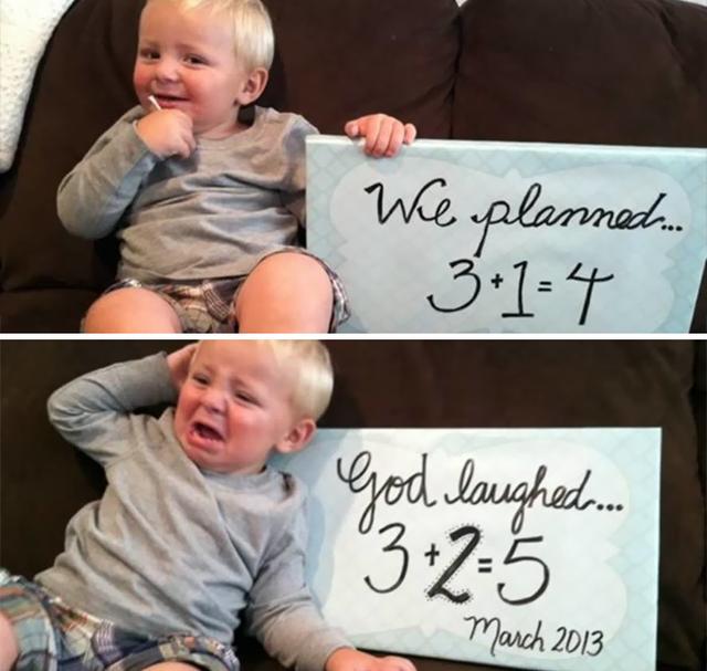 He Just Found Out He'll Be Having Two Siblings Instead Of One
