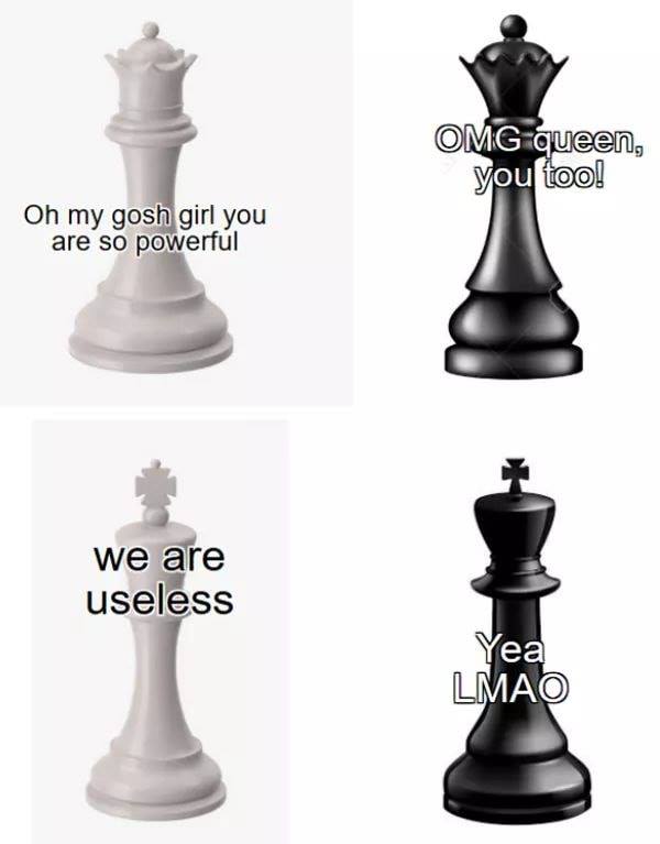 chess - Omg queen, you too! Oh my gosh girl you are so powerful we are useless Yea Lmao