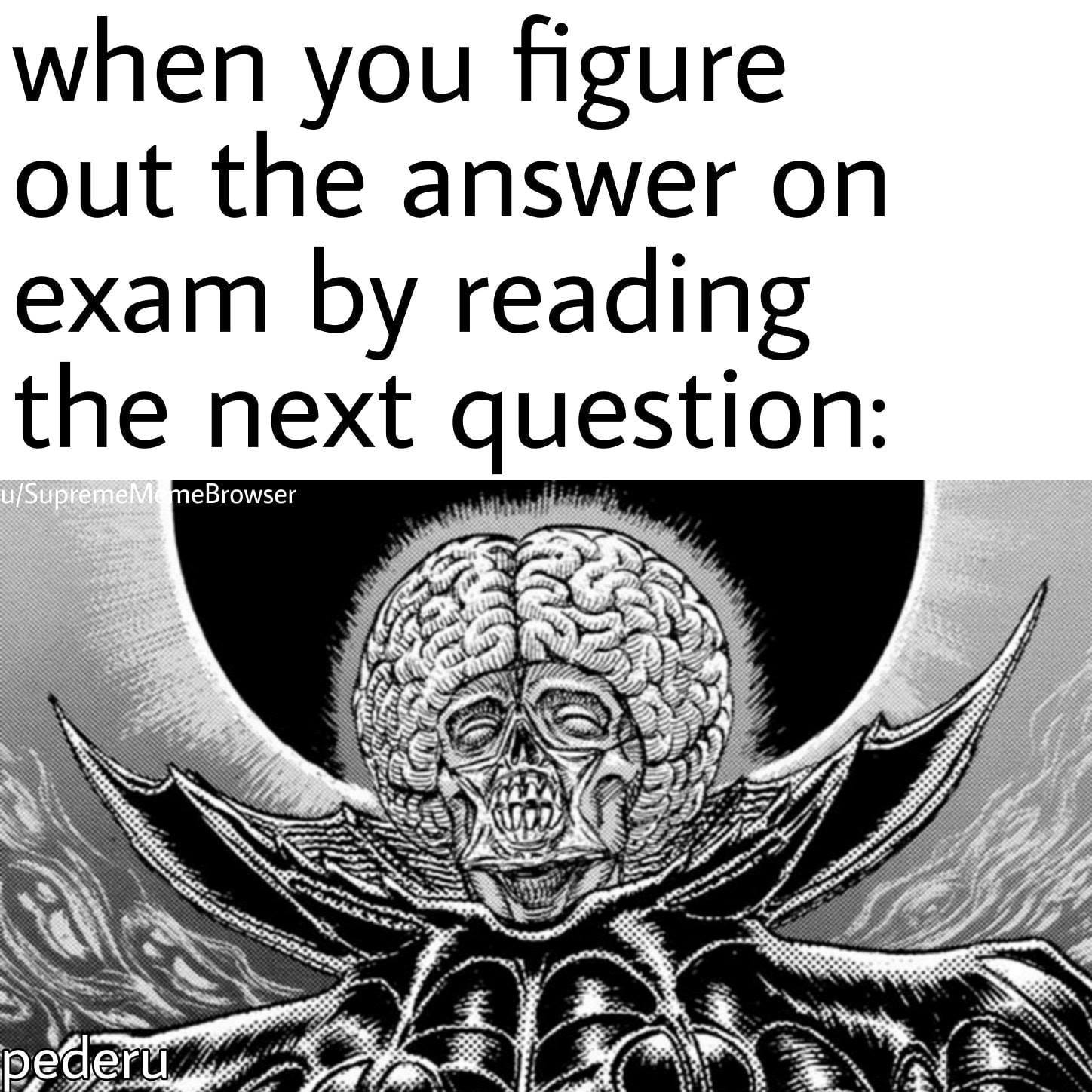 void berserk - when you figure out the answer on exam by reading the next question uSupremeM meBrowser a pederu