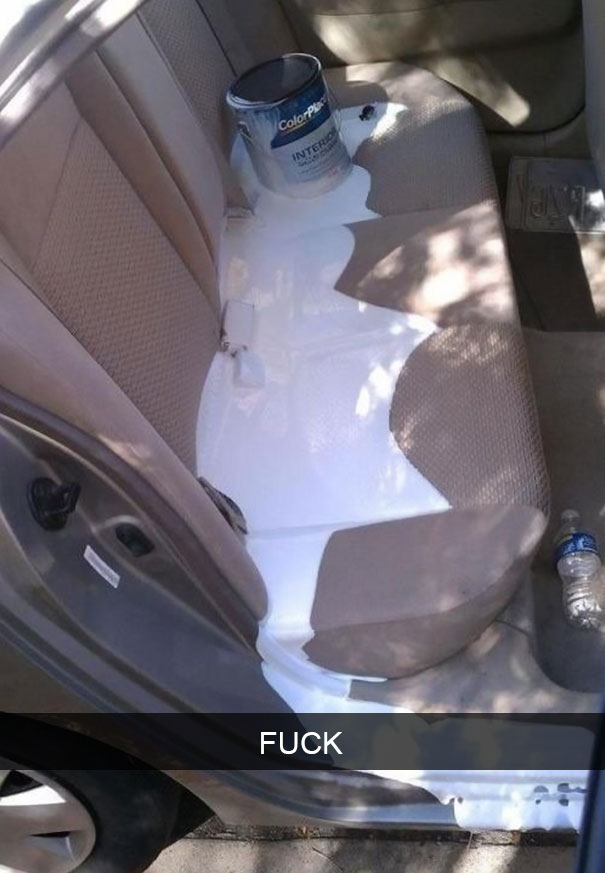 funny fails - paint spilled inside car
