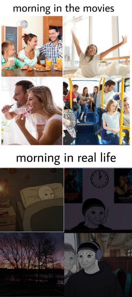 collage - morning in the movies morning in real life