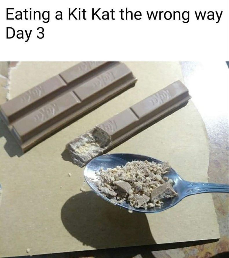 kit kat meme - Eating a Kit Kat the wrong way Day 3
