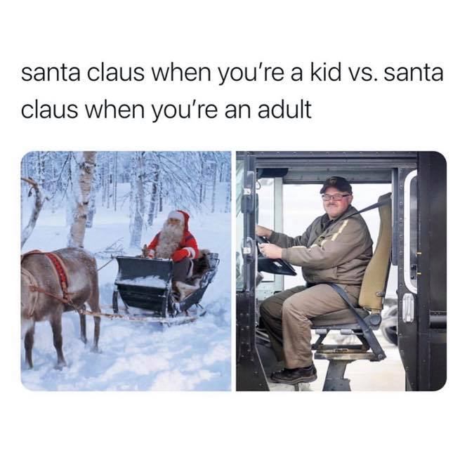 santa claus when you're a kid vs. santa claus when you're an adult