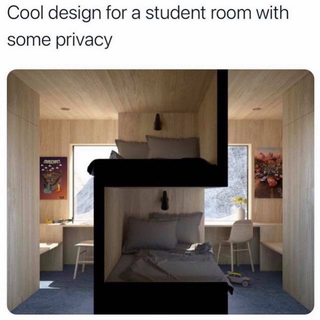 small space double deck room design - Cool design for a student room with some privacy Or