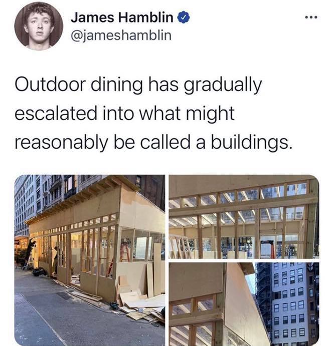 architecture - ... James Hamblin Outdoor dining has gradually escalated into what might reasonably be called a buildings. 12 D Ut De Ur De 0 0 .