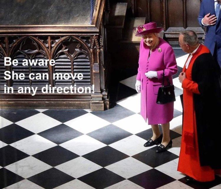 queen can move in any direction - Be aware She can move in any direction!