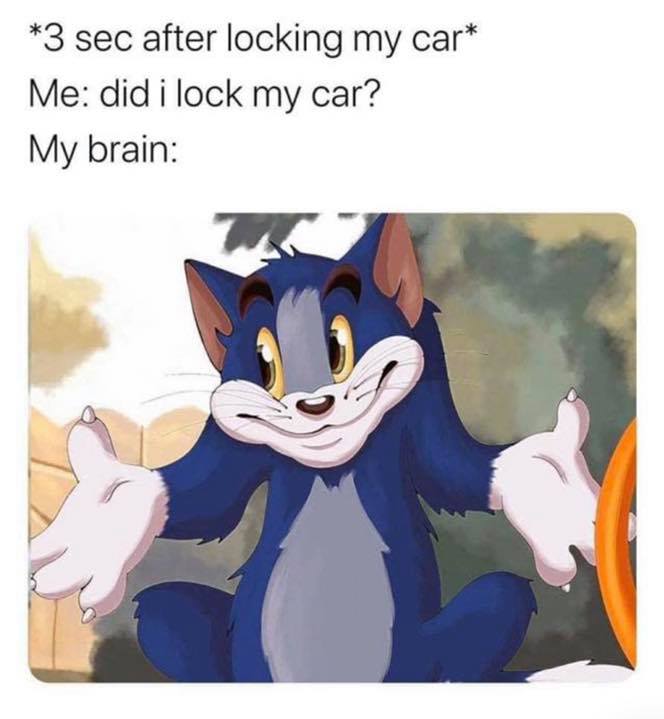 tom and jerry quotes - 3 sec after locking my car Me did i lock my car? My brain