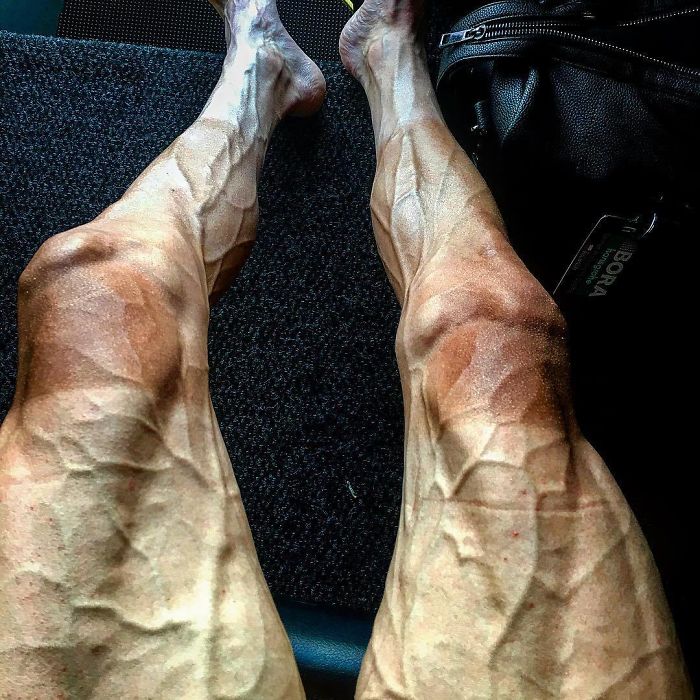 rare photos - cyclist veiny legs