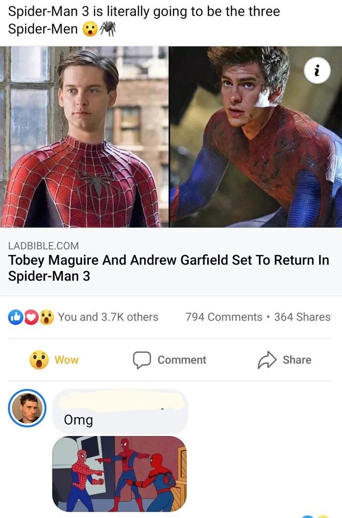 tobey maguire spiderman - SpiderMan 3 is literally going to be the three SpiderMen Ladbible.Com Tobey Maguire And Andrew Garfield Set To Return In SpiderMan 3 You and others 794 364 Wow Comment Omg