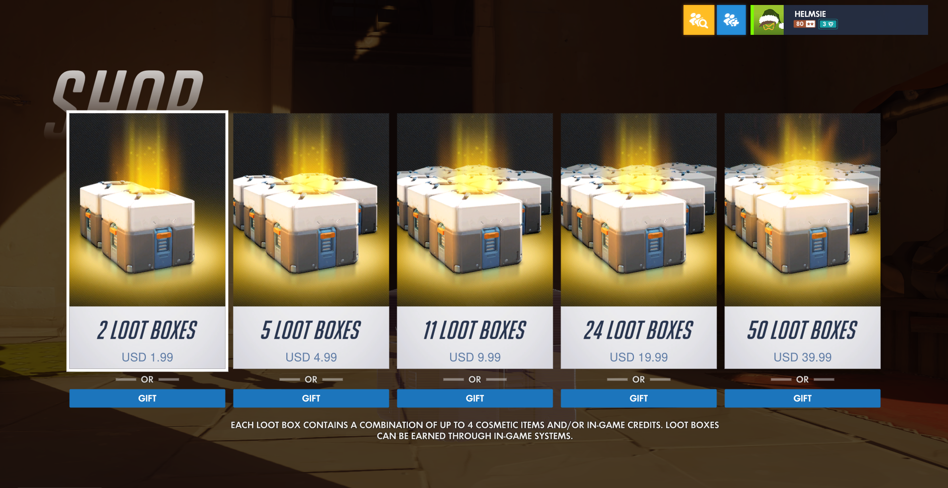 microtransactions in video games - Cund 2 Loot Boxes 5 Loot Boxes 11 Loot Boxes 24 Loot Boxes 50 Loot Boxes Usd 1.90 Usd 4.00 Usd 9.99 Usd 19.90 Usd 39.99 Om 04 Or Gif Gife Gift Gift Gift Each Loot Box Contains A Combination Of Up To 4 Cosmetic Items AndO