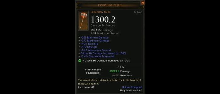 most expensive game item ever sold - Echoing Fury Mace Diablo 3
