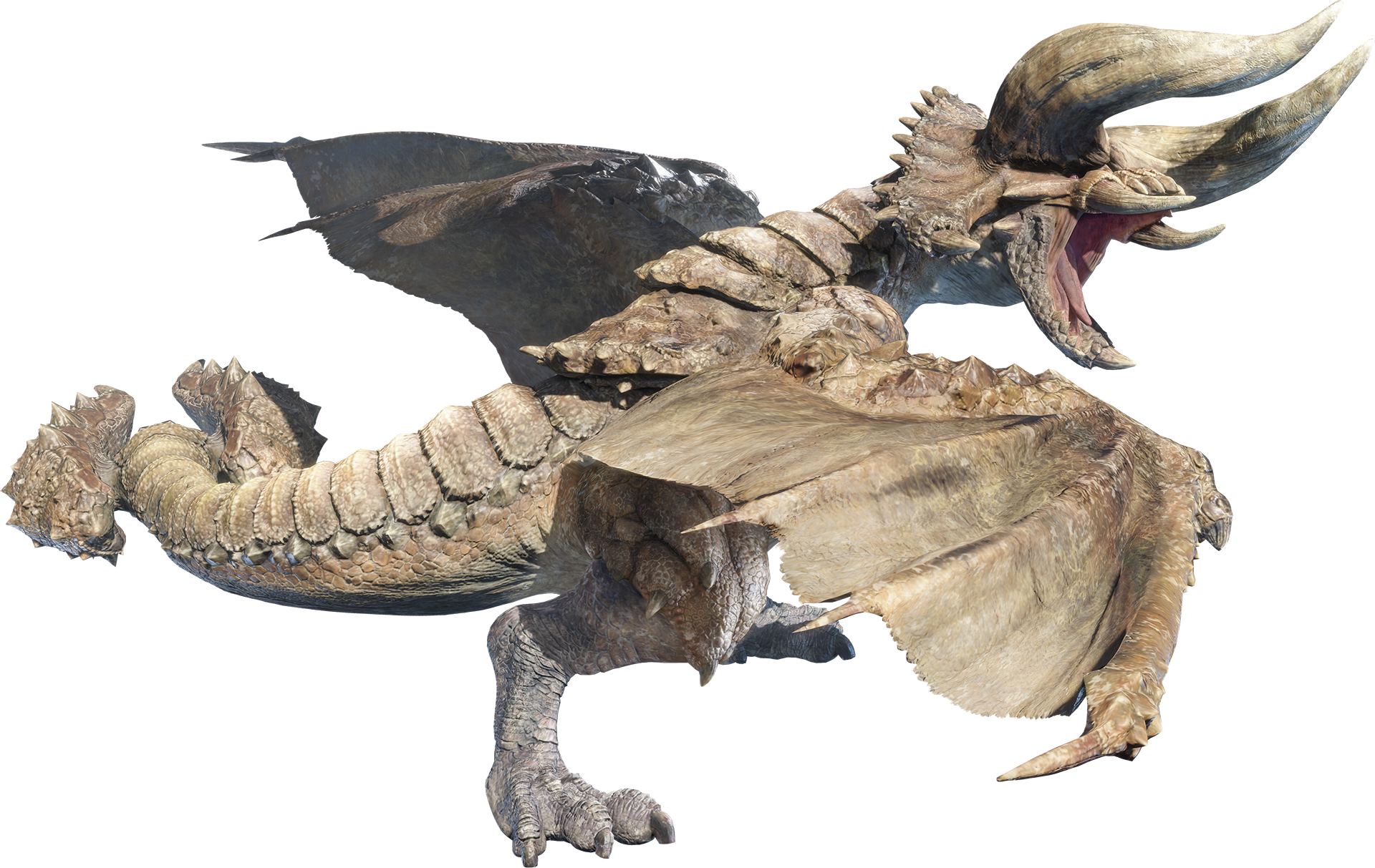 Diablos are absolutely ruthless wyverns with bodies that are completely covered in extremely tough rock and scales. They hide themselves underground, stalking their prey and jump out at random times and in random positions to take their enemies by surprise and murder them or deal significant damage before disappearing again.