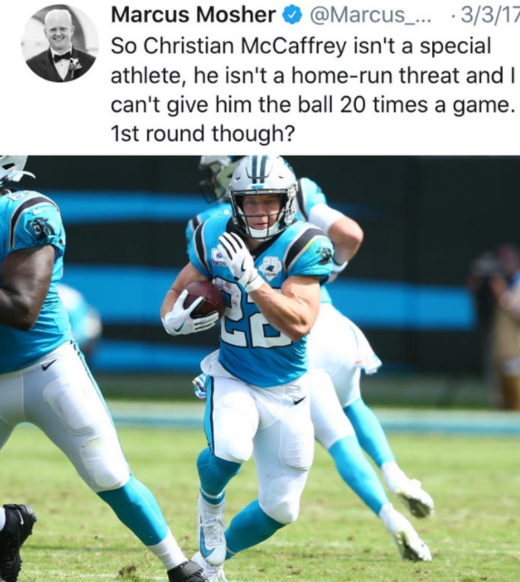 mvp nfl 2019 - Marcus Mosher ... 3317 So Christian McCaffrey isn't a special athlete, he isn't a homerun threat and I can't give him the ball 20 times a game. 1st round though?