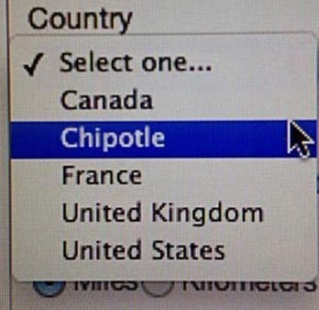 material - Country Select one... Canada Chipotle France United Kingdom United States Two Tiviticicis