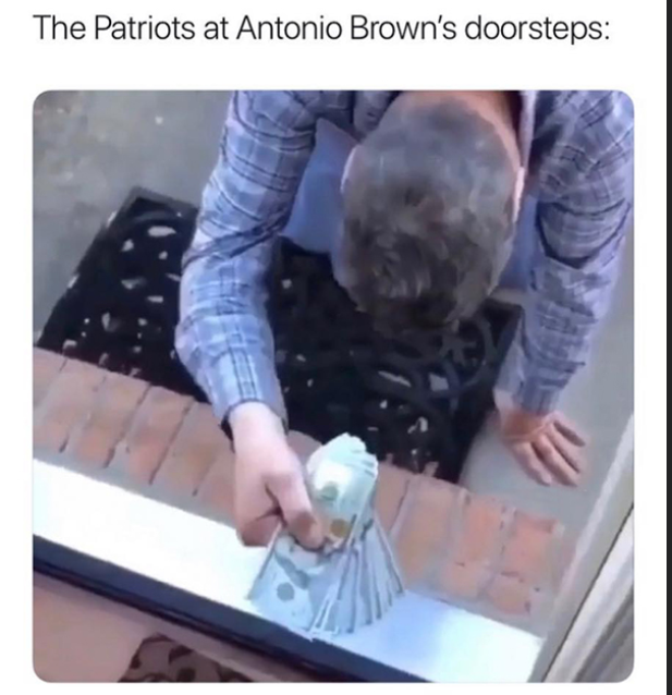 your shoes meme - The Patriots at Antonio Brown's doorsteps