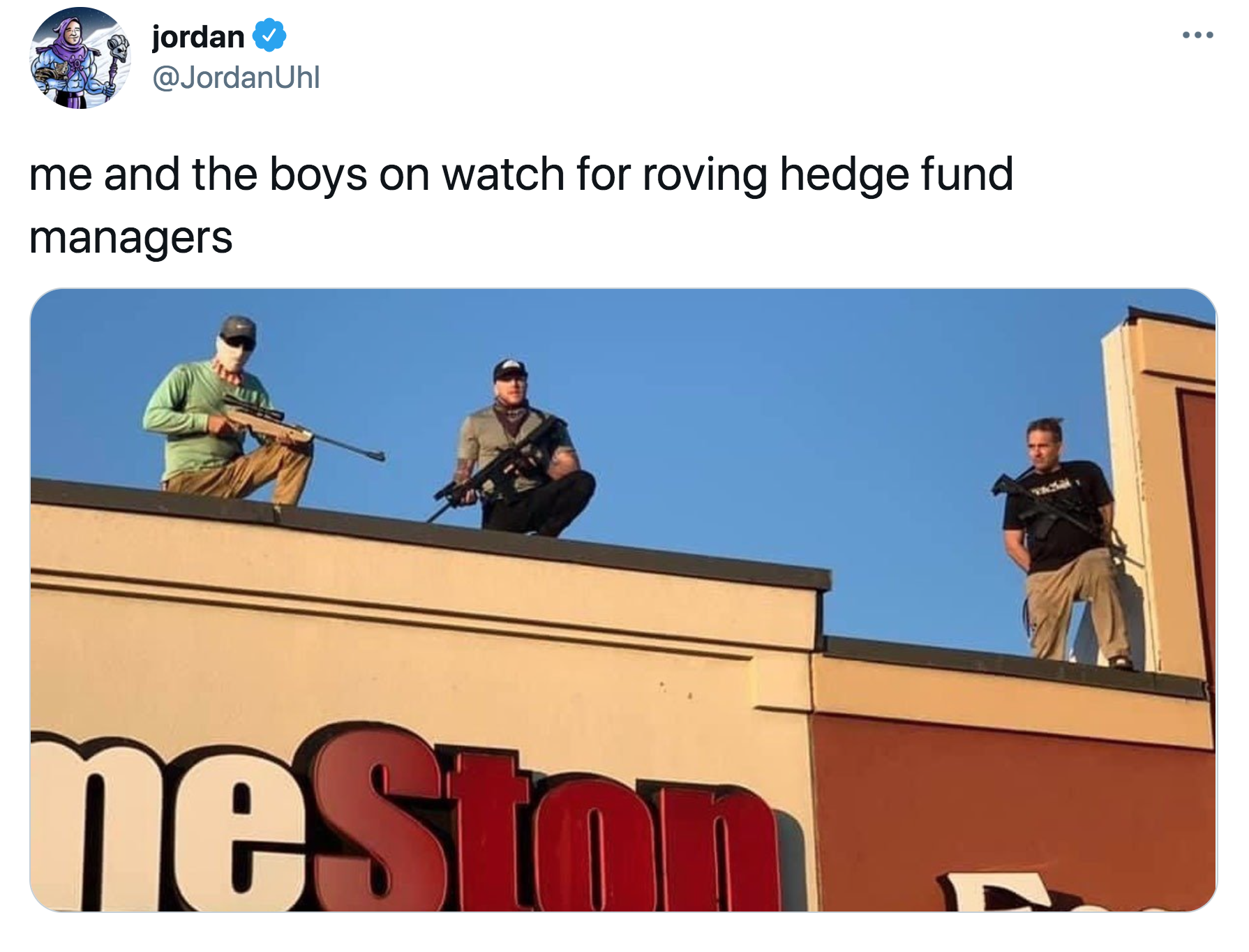 rooftop gamers protect gamestop - jordan me and the boys on watch for roving hedge fund managers nesima