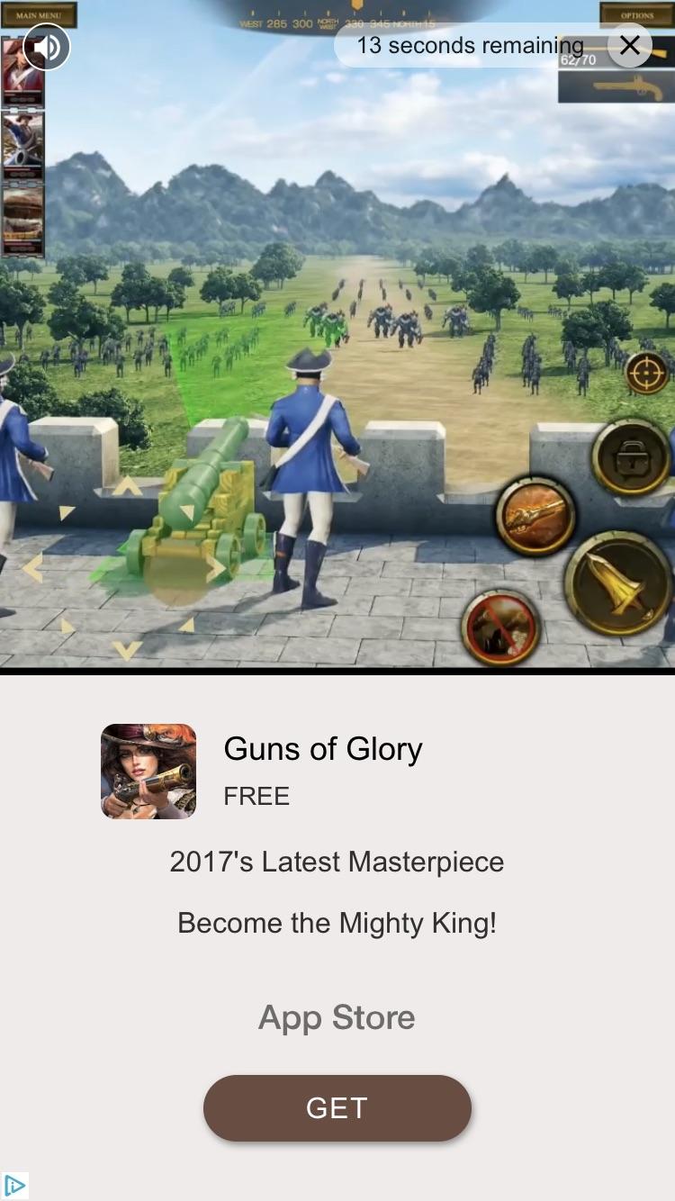 mobile game ads - Guns of Glory ad