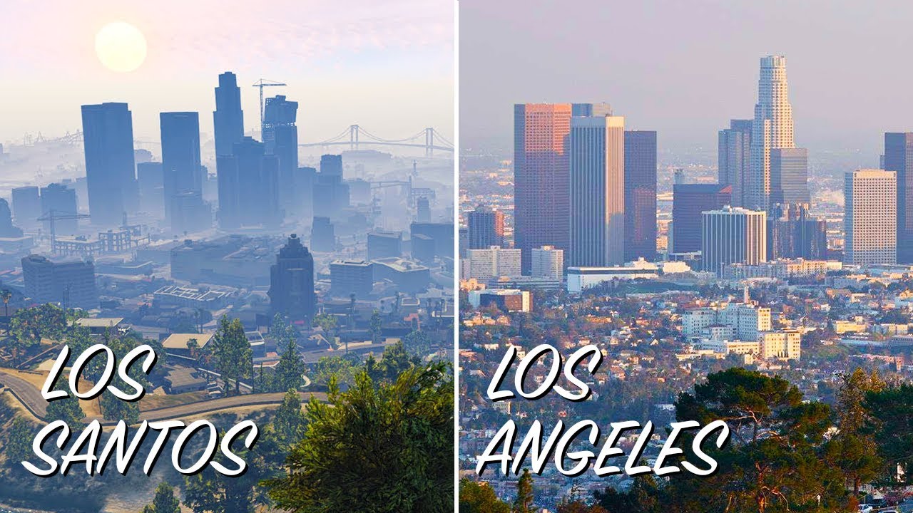 game maps vs real cities - GTA V - Los Santos 49 sq. miles, Los Angeles - 502.7 square miles