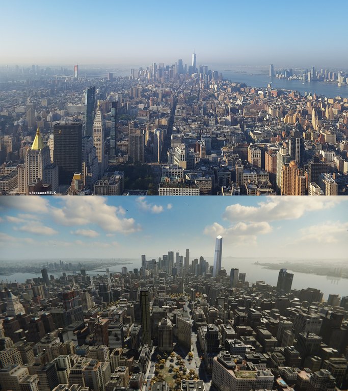game maps vs real cities - Spider-Man - New York City - 4.6 Square Miles vs. 302.6 square miles