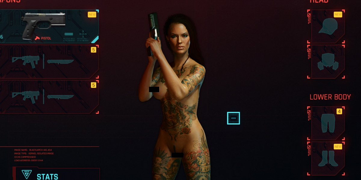 ridiculous video games details - Cyberpunk 2077 (Genitals)