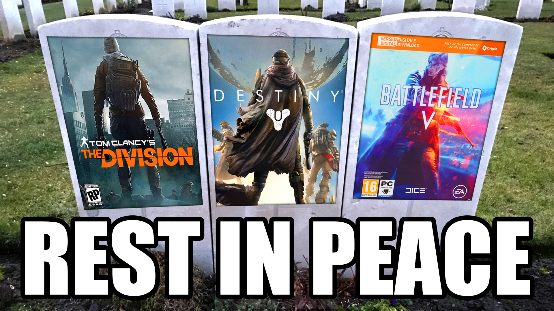 video game box art -  home resonance - Ci Destiny Battlefield V Tomclancy'S Thedivision Pc Jice Rp Rest In Peace