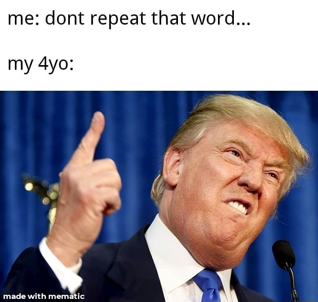 dank memes - did donald trump become president - me dont repeat that word... my 4yo made with mematic