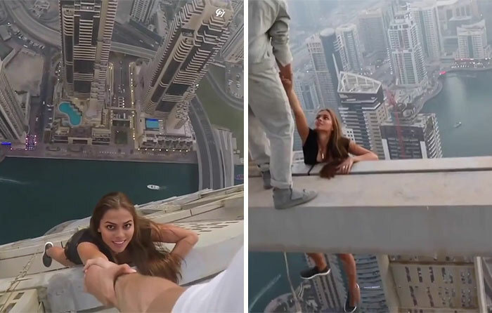 russian model risking her life for an instagram picture